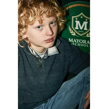 Dívčí svetr Dětský bavlněný svetr Mayoral 7304.7E.Junior.9BYA modrá 95X, vel. 166