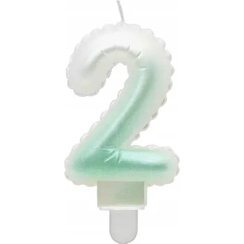 Dortová svíčka Dort svíčka Číslice 2 Ombre perleťově bílá zelená