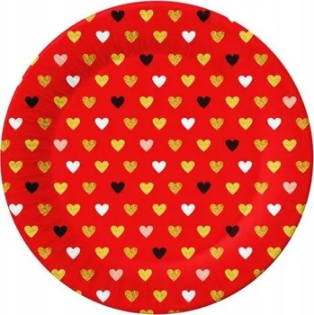 Party nádobí PAPÍROVÉ TALÍŘKY XOXO ČERVENÉ VALENTÝNSKÉ 18cm 6 Ks GODAN