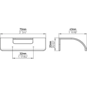 Nábytkové kování Nábytková úchytka Hrana černá matná - 32 mm