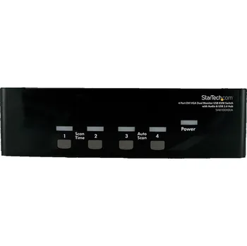 KVM přepínač StarTech.com 4 Port DVI VGA Dual Monitor KVM Switch USB with Audio and USB 2.0 Hub (SV431DDVDUA) - přepínač KVM / audio / USB - 4 porty