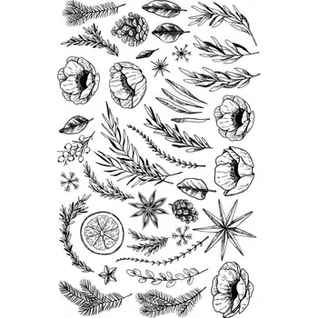 Tetování Smyvatelné tetování zimní rostliny listy větvičky A4