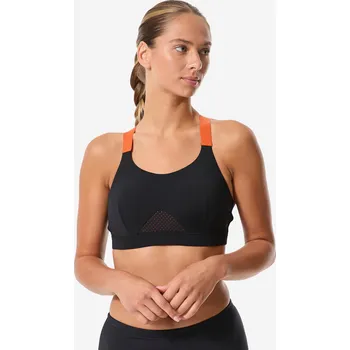 Dámské plavky DECATHLON Horní díl dámských plavek na aquagym a aquabiking Elea 38 KAŠTANOVÁ|ORANŽOVÁ|ČERNÁ