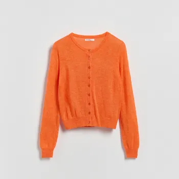 Dámský svetr Reserved - Kardigan s příměsí vlny z alpaky - oranžová - 219GP-22X - 219GP-22X-XL