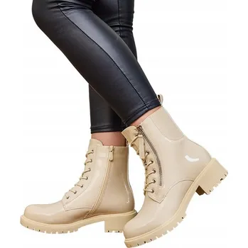 Dámské kozačky BÉŽOVÉ DÁMSKÉ KOTNÍKOVÉ BOTY SEDAGGA 41