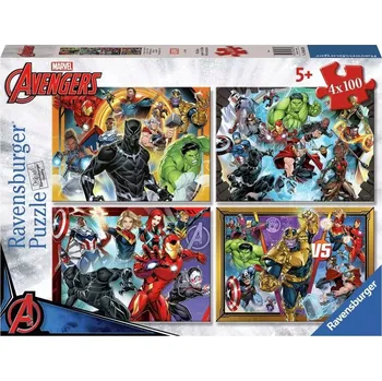 Puzzle RAVENSBURGER Puzzle Marvel: Avengers 4x100 dílků