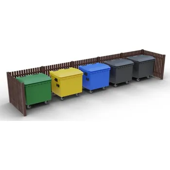 Popelnice HTI Kontejnerové hrazení Recyklát VIII Barva konstrukce: černá komaxit (RAL 9005)