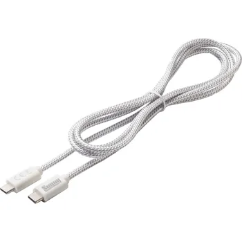 Datový kabel Sunny USB-C kabel 100W PD, 5A s čipem E-mark, bílá/stříbrná, 1,5m