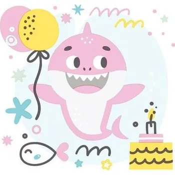 Papírový ubrousek Ubrousky DAISY L (20ks) Pink Birthday Shark