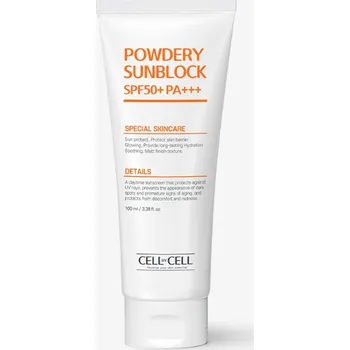 Přípravek na opalování CELL BY CELL - POWDERY SUNBLOCK SPF50+ PA+++ - Lehký 100% minerální opalovací krém 100 ml