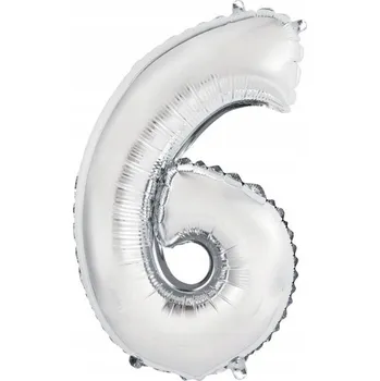 Balónek Stříbrný fóliový balónek číslice 6 stříbrný 35 cm 1 Ks