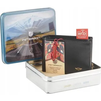 Peněženka PETERSON pánská černá peněženka s ochranou karet z pravé kůže