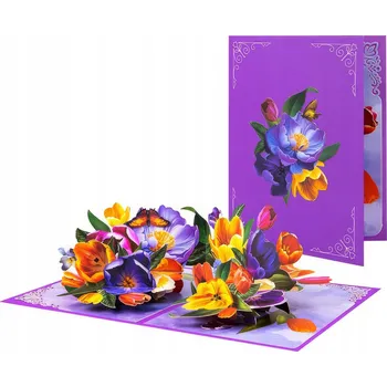 Obraz Poštovní pohlednice 3D Pop-up Květiny - Fialová Zahrada