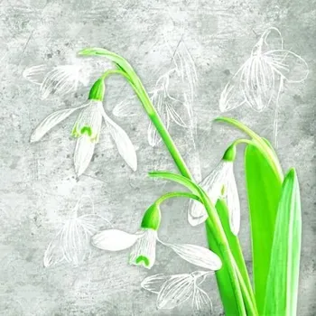 Papírový ubrousek Ubrousky DAISY L (20ks) Delicate Snowdrops on Concrete