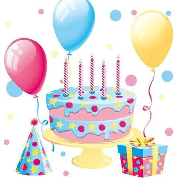 Papírový ubrousek Ubrousky MAKI L (20ks) B‚day Cake with Balloons