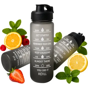 Láhev Černá láhev 1000 ml s protiskluzovým povrchem, brčkem a držadlem