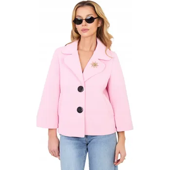 Dámský kabát Italy Moda dámský kabát růžový oversize bez kapuce velikost univerzální
