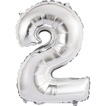 Balónek Fóliový balónek číslice 2 stříbrný 35cm 1 Ks