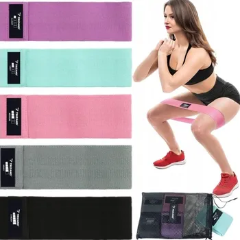 LÁTKOVÉ POSILOVACÍ GUMY SADA FITNESS PROTISKLUZOVÉ 5 KS PLÁN CVIČENÍ DÁREK