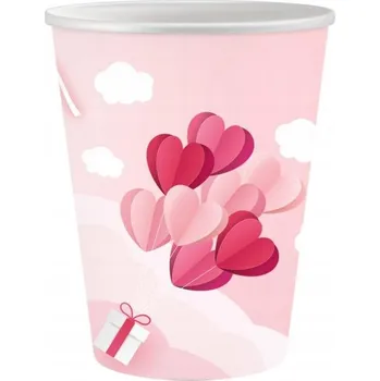 Party nádobí Papírové Kelímky s motivem Valentýna 250 ml 6 ks