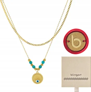 Náhrdelník Dámský náhrdelník dvojitý řetízek pozlacený OKO, chirurgická ocel 316L