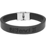 Pánský kožený náramek černý se znamením Blíženci
