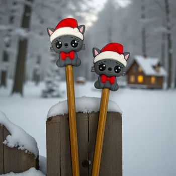 Nástroj na niť a příze Annie's Knit Zarážky na jehlice – 3D vánoční kočička