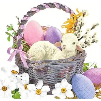 Papírový ubrousek Ubrousky DAISY L (20ks) Lamb with Eggs in Basket