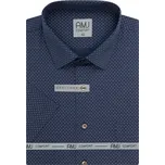 Košile AMJ Slim fit s krátkým rukávem - navy se vzorem VKSB1437 velikost: 41, délka rukávu: krátký rukáv