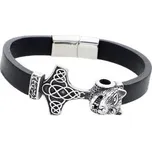 Kožený náramek s vlčí hlavou