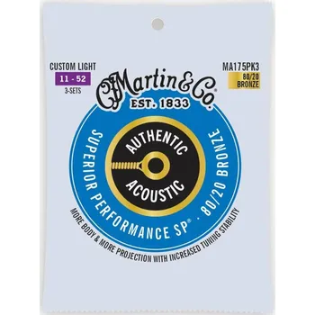 Struna pro hudební nástroj Martin MA175PK3 Authentic SP Struny pro akustickou kytaru
