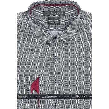 Pánská košile Košile AMJ kolekce Lui Bentini Slim fit černo-bílý vzor s červenými detaily LDS232 velikost: 40, délka rukávu: dlouhý rukáv