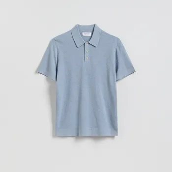 Pánský svetr Reserved - Polo svetr s bavlnou - světle modrá - 643HD-50M - 643HD-50M-XL