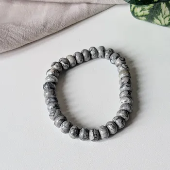 Krejčovské nůžky Annie's Knit Náramek z minerálů –⁠⁠⁠⁠⁠⁠ jaspis Picasso rondelky