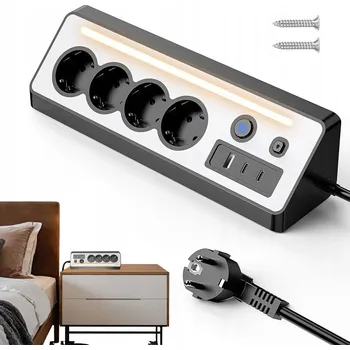 Napájecí kabel Prodlužovací Kabel lišta Bedee 1,5 m 4 ks černá