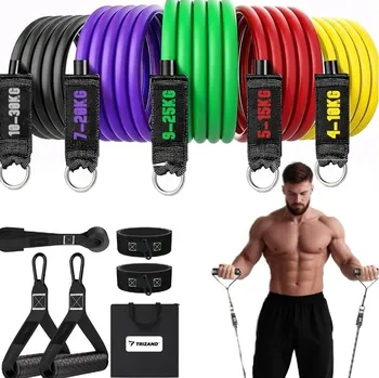 ODPOROVÉ GUMY PRO CVIČENÍ ODPOR DO 90 KG SADA 5 GUM + ÚCHYTY + POUZDRO DÁREK