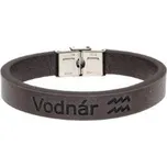 Pánský kožený náramek hnědý se znamením Vodnár