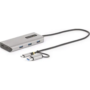 StarTech.com USB-C Multiport Adapter w/Attached USB-C to USB-A Dongle, Dual HDMI (4K30Hz/1080p60Hz), 3x USB-A, Mini Laptop Docking Station, Travel Dock, 1.3ft/40cm Cable - Dual Display M1/M2 MacBook/Windows/Chrome (167B-USBC-MULTIPORT) - dokovací stanice 