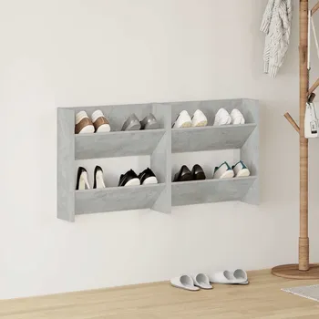 Botník vidaXL Nástěnné botníky 2 ks 60 x 18 x 90 cm kompozitní dřevo [806727] Barva: Betonová šedá