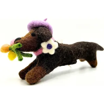 Dekorace do dětského pokoje Amica Felt Europe SAUSAGE DOG WITH TULIPS