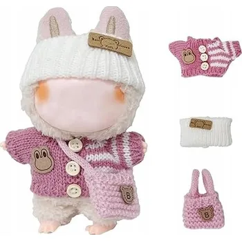 Doplněk pro panenku UBRANKO DLA LALKI LABUBU STRÓJ RŮŽOVÝ ZIMNÍ OBLEČEK / KOSTÝM PRO PANENKU LABUBU