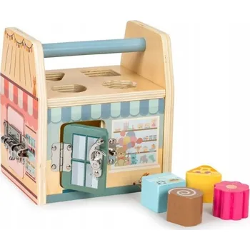 Dřevěná hračka Edukační kostka Ecotoys dřevěný třídič stavebnice