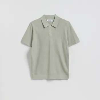 Pánský svetr Reserved - Polo svetr s bavlnou - bledá zelená - 643HD-07X - 643HD-07X-M