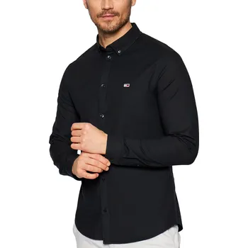 Pánská košile Tommy Jeans pánská košile casual DM0DM09594 dlouhý rukáv slim bavlna vel. L