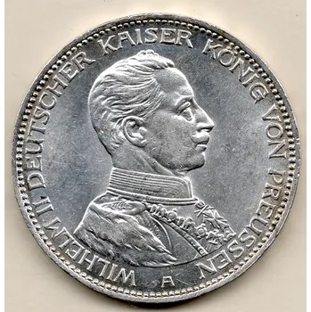 5 marka 1914 A – Vilém II., císař v uniformě Prusko 16.66 g