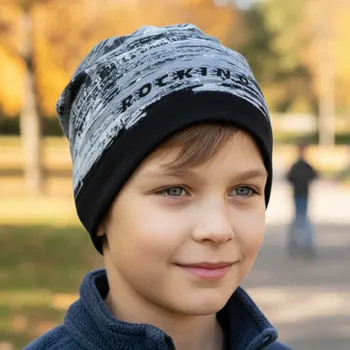 Čepice vel.52-Chlapecká podzimní/jarní čepice Rockino černá barva