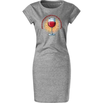 Dámské šaty Bavlněné letní šaty Víno nápoj bohů Velikost: M, Barva: Tmavě šedý melír