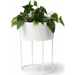 Kruhový kovový květináč Bella bílá RAL 9016