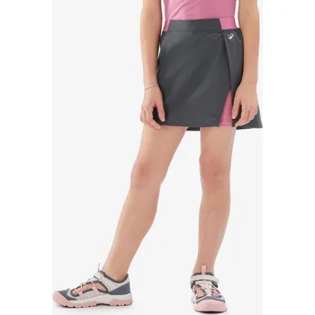 Dívčí sukně QUECHUA Dívčí turistická sukně s kraťasy MH 100 10 LET RŮŽOVÁ|ŠEDÁ