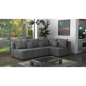 Sedací souprava Rohová rozkládací sedačka LUGANO - tmavěšedá - manšestrová látka - LINCOLN 90